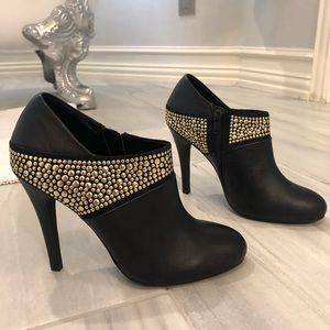 ABS black and gold studded booties